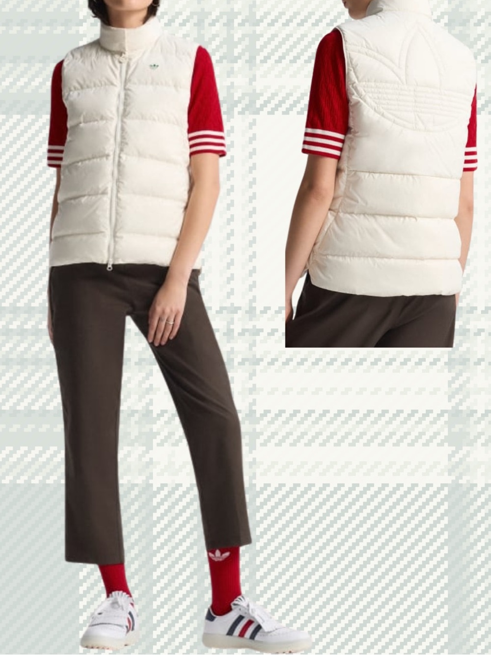 Women Adidas Originals Golf Gorpcore  chalk white Down puffer Vest logo small